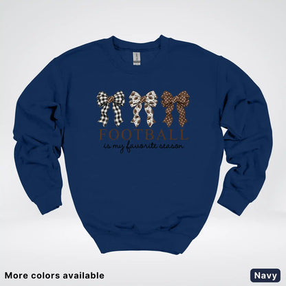 Football Is My Favorite Season – Game Day Bow - Crewneck Sweatshirt