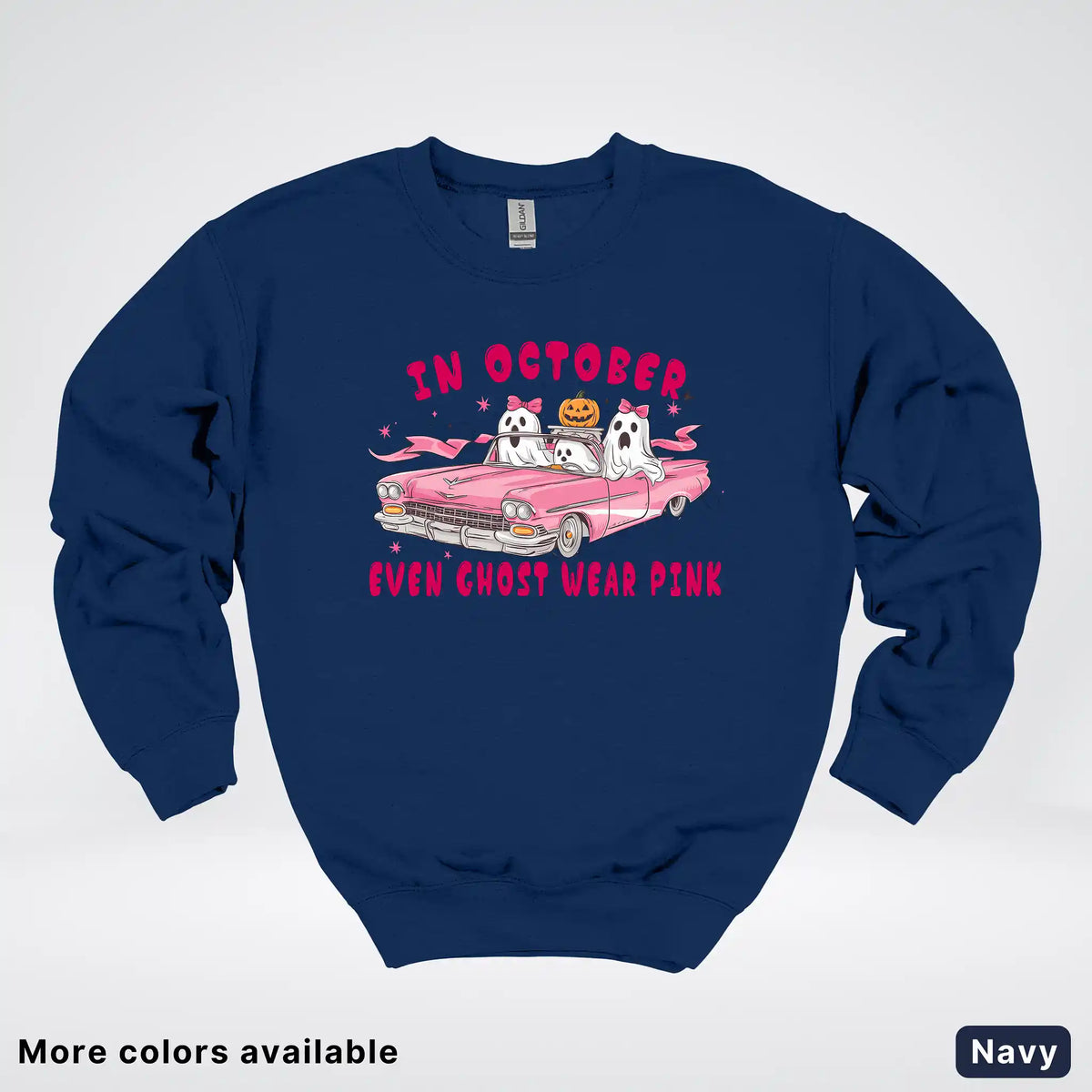 In October Even Ghost Wear Pink Breast Cancer Awareness Crewneck Sweatshirt