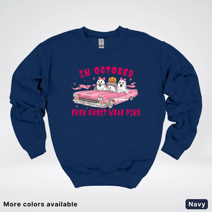 In October Even Ghost Wear Pink Breast Cancer Awareness Crewneck Sweatshirt