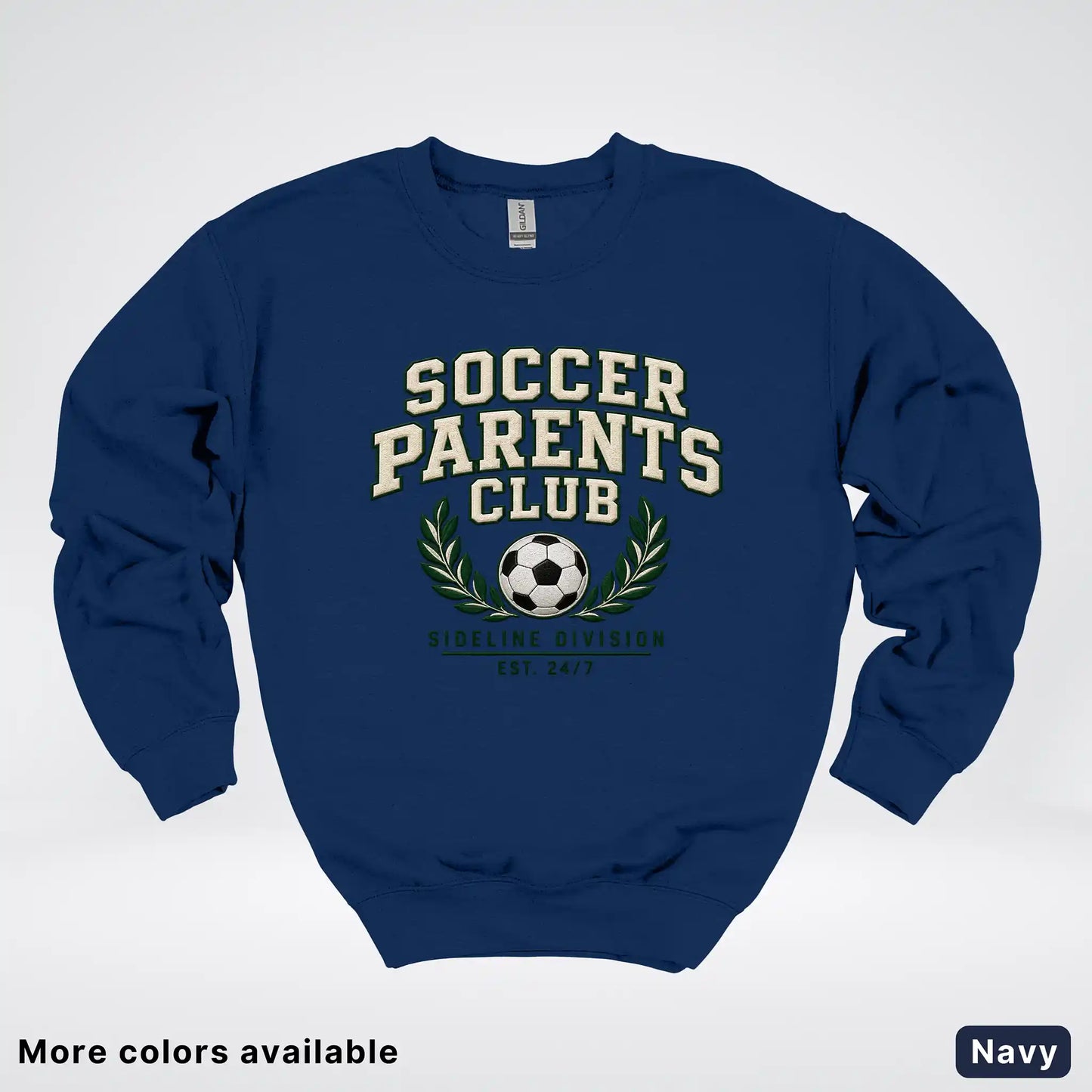 Soccer Parents Club Faux Embroidery Sideline Crewneck Sweatshirt