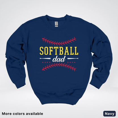Softball Dad - White Design - Crewneck Sweatshirt