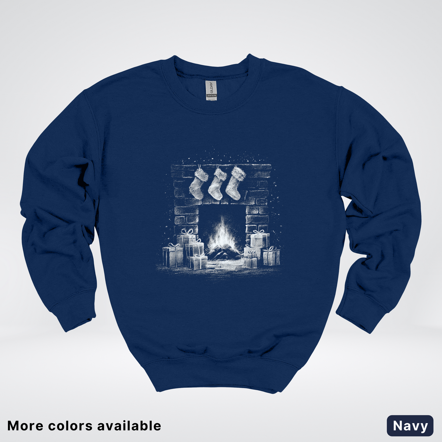 Vintage Christmas Fireplace Scene - Crewneck Sweatshirt