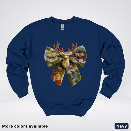 Neutral Woodland Bow Hook Yard Faux - Crewneck Sweatshirt