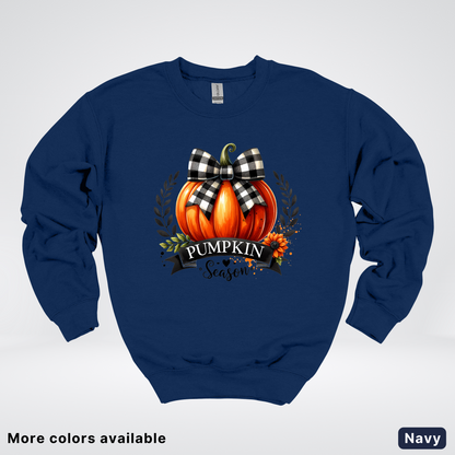 Pumpkin Season Black Plaid Bow - Sweatshirt