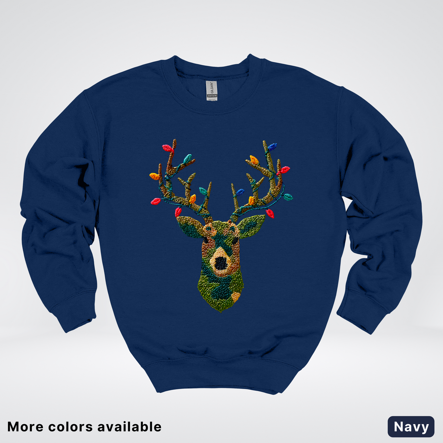 Rustic Reindeer Lights – Hook Yard Faux Texture - Crewneck Sweatshirt