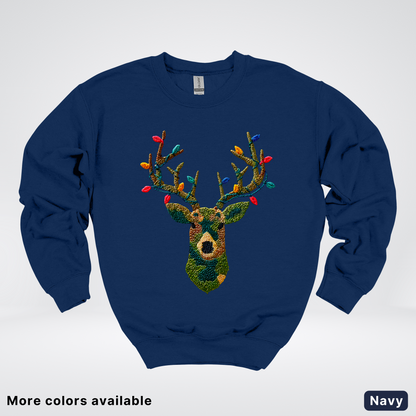 Rustic Reindeer Lights – Hook Yard Faux Texture - Crewneck Sweatshirt