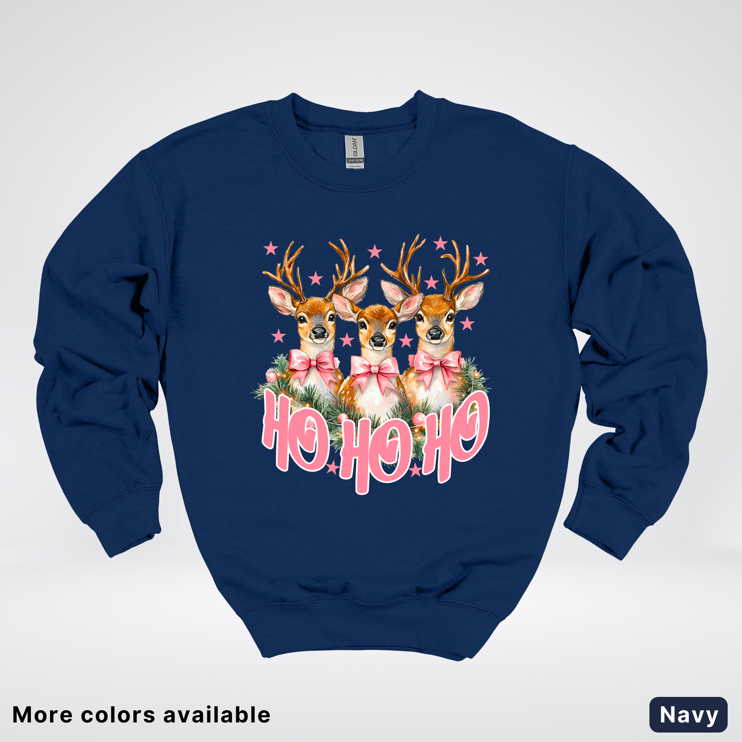 Ho Ho Ho Pink Deer Trio - Crewneck Sweatshirt