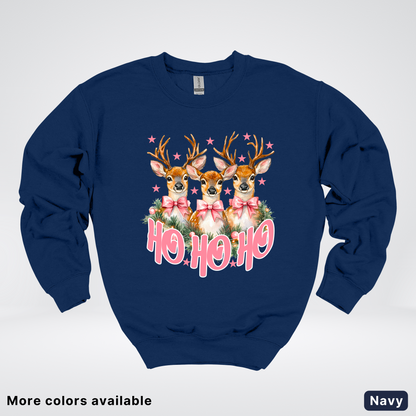 Ho Ho Ho Pink Deer Trio - Crewneck Sweatshirt