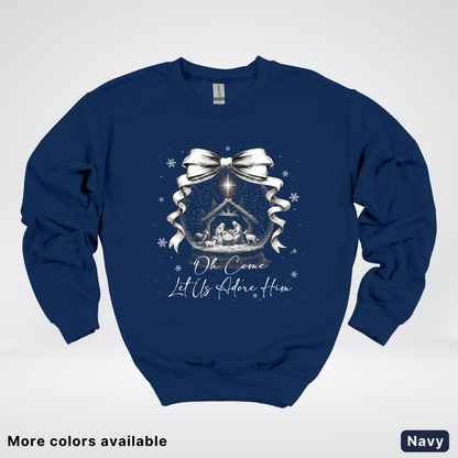 Oh Come Let Us Adore Him Nativity - Crewneck Sweatshirt