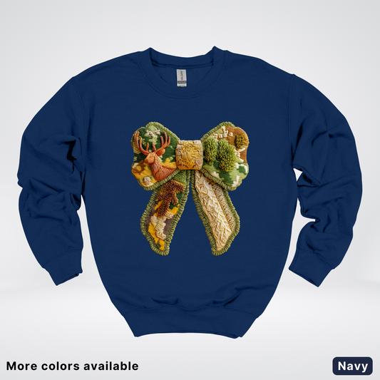 Forest Berry Bow Hook Yard Faux Look - Crewneck Sweatshirt