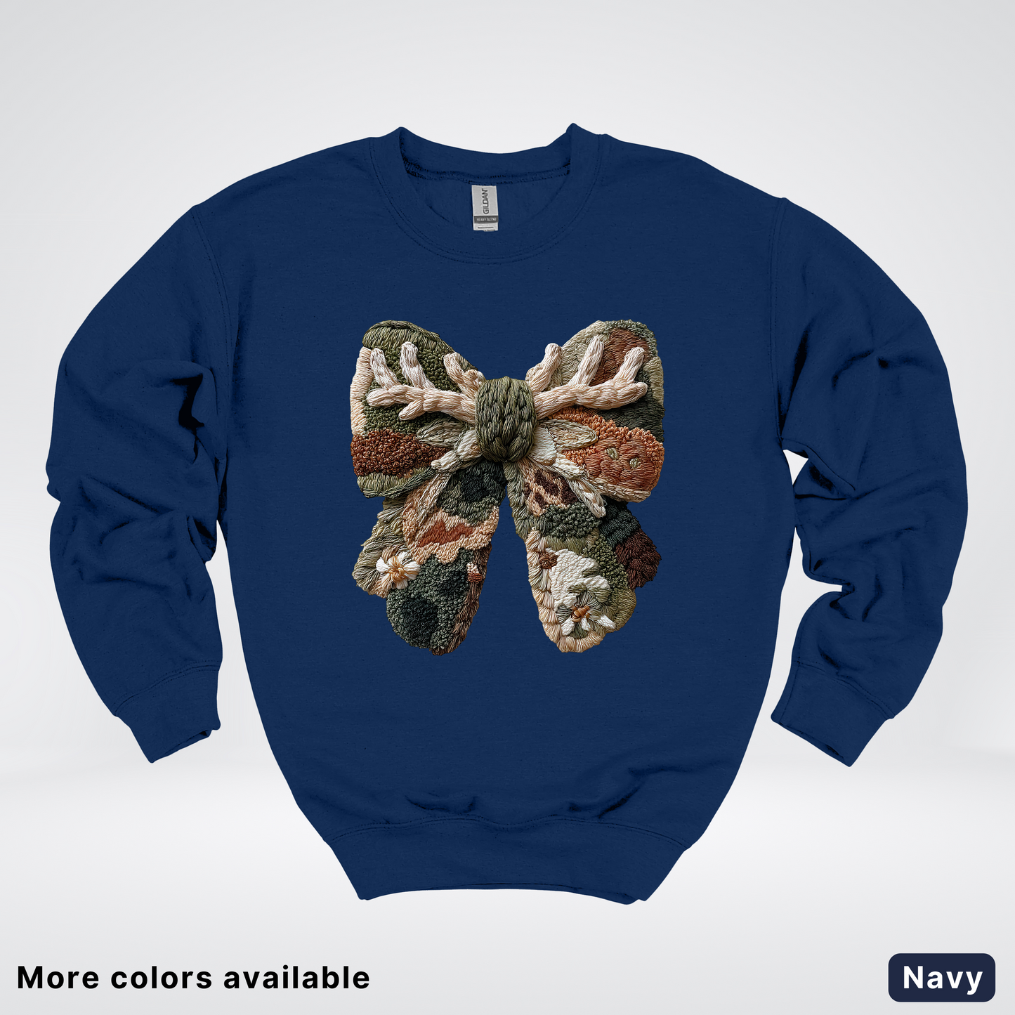 Woodland Winter Bow Hook Yard Faux - Crewneck Sweatshirt