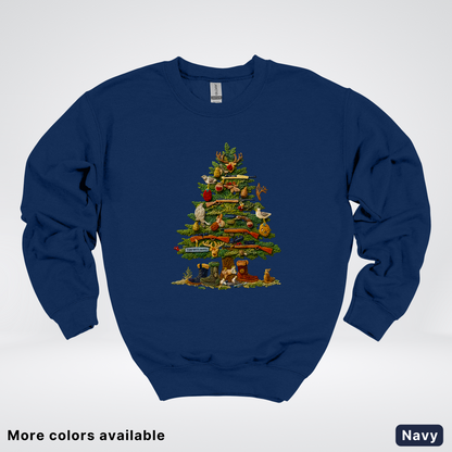 Woodland Critters Christmas Tree Hook Yard Faux - Crewneck Sweatshirt