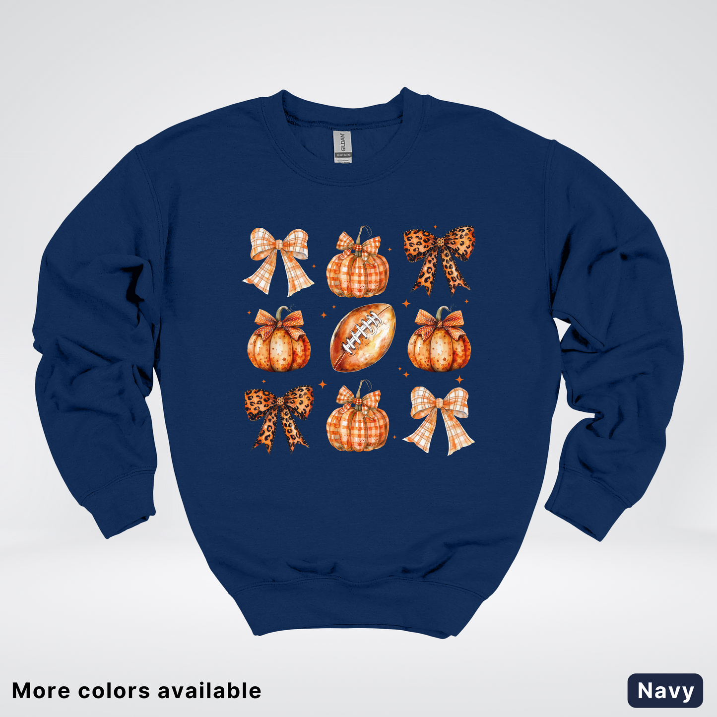 Football Coquette Ribbon Bow Plaid Pumpkin Fall - Sweatshirt
