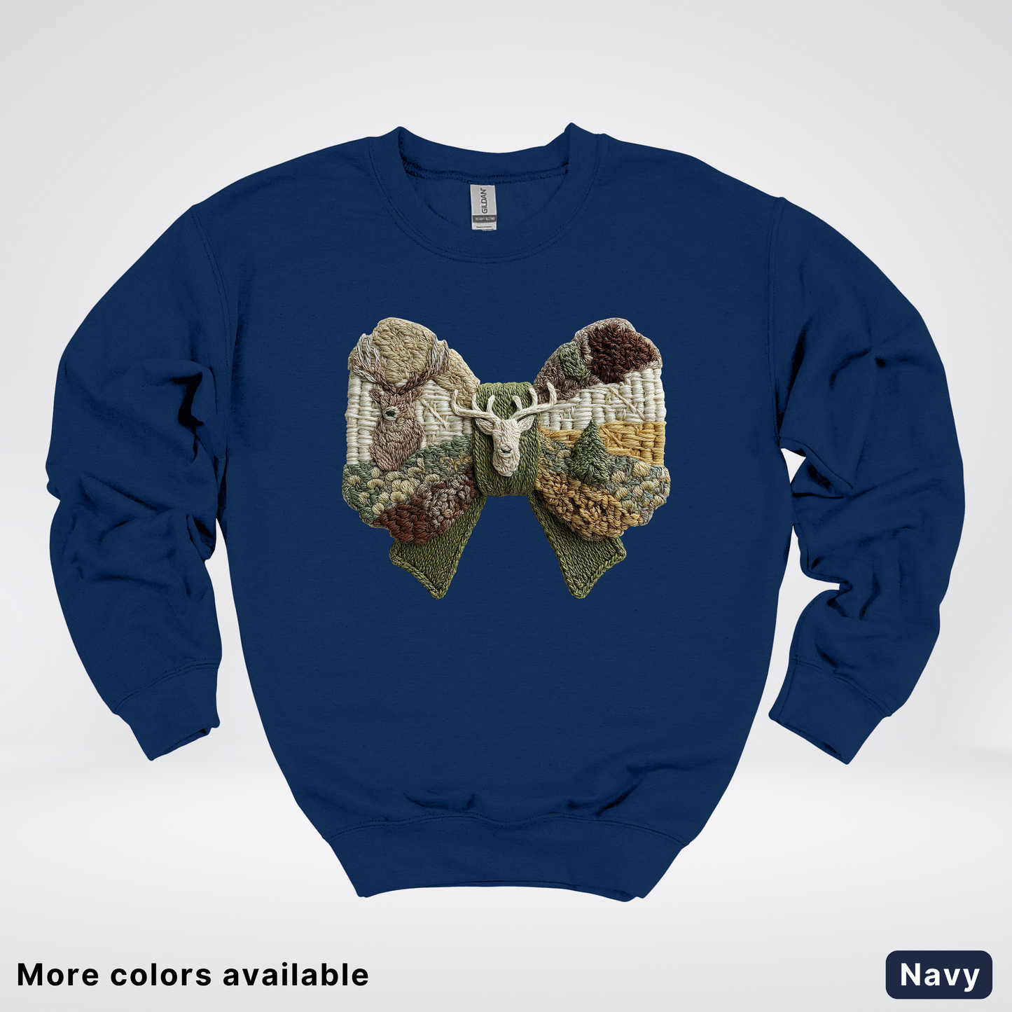 Rocking Horse Holiday Bow – Hook Yard Faux Look - Crewneck Sweatshirt