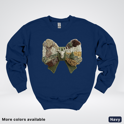 Rocking Horse Holiday Bow – Hook Yard Faux Look - Crewneck Sweatshirt