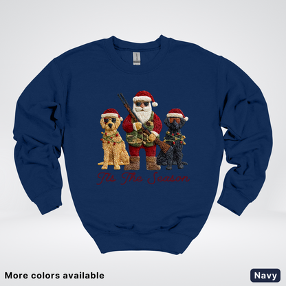Tis The Season Hunting Santa Hook Yard Faux - Crewneck Sweatshirt