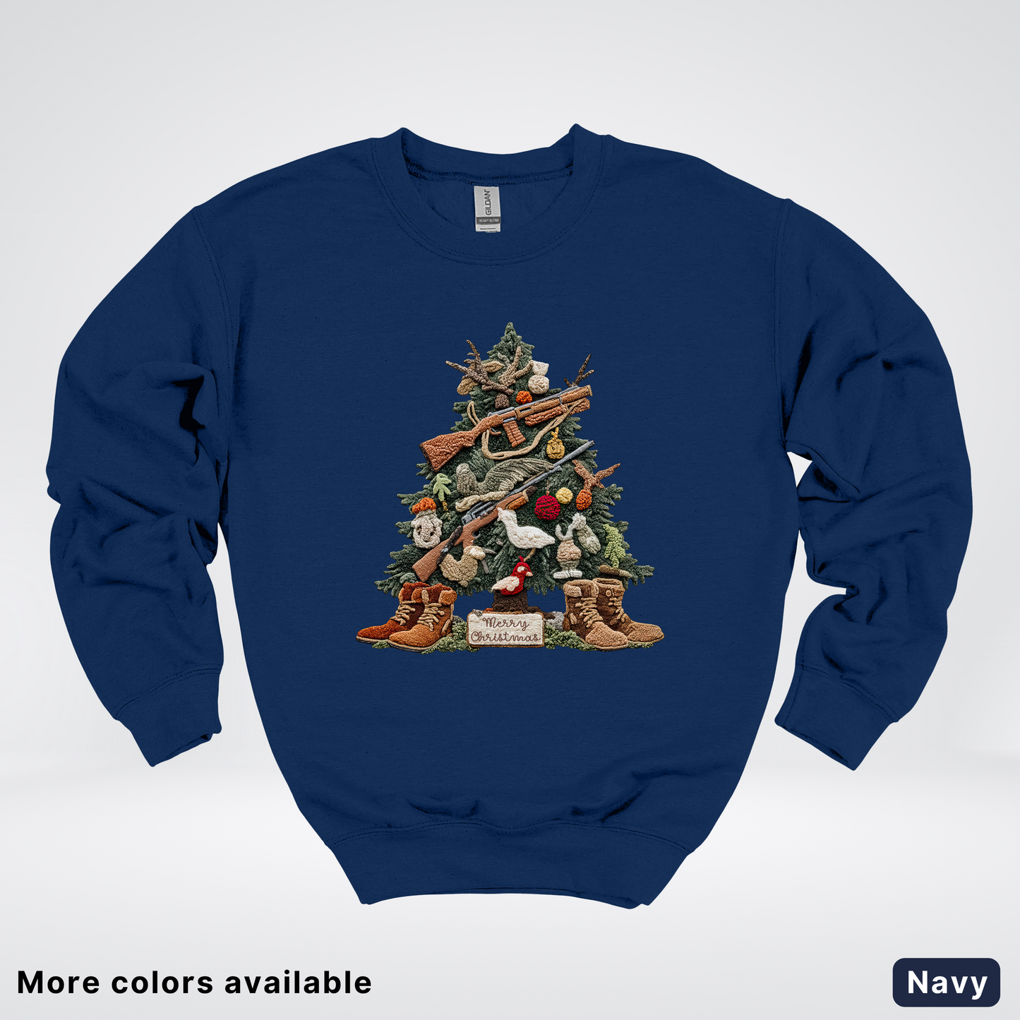 Rustic Holiday Tree & Boots (Hook Yard Faux) - Crewneck Sweatshirt