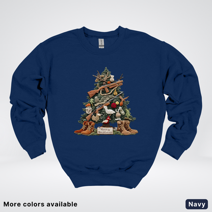 Rustic Holiday Tree & Boots (Hook Yard Faux) - Crewneck Sweatshirt