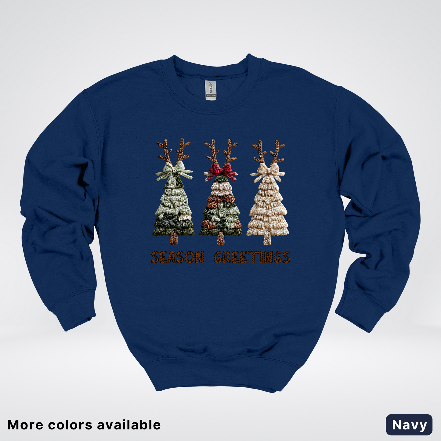 Rustic Christmas Tree Trio (Hook Yard Faux Look) - Crewneck Sweatshirt