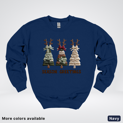 Rustic Christmas Tree Trio (Hook Yard Faux Look) - Crewneck Sweatshirt