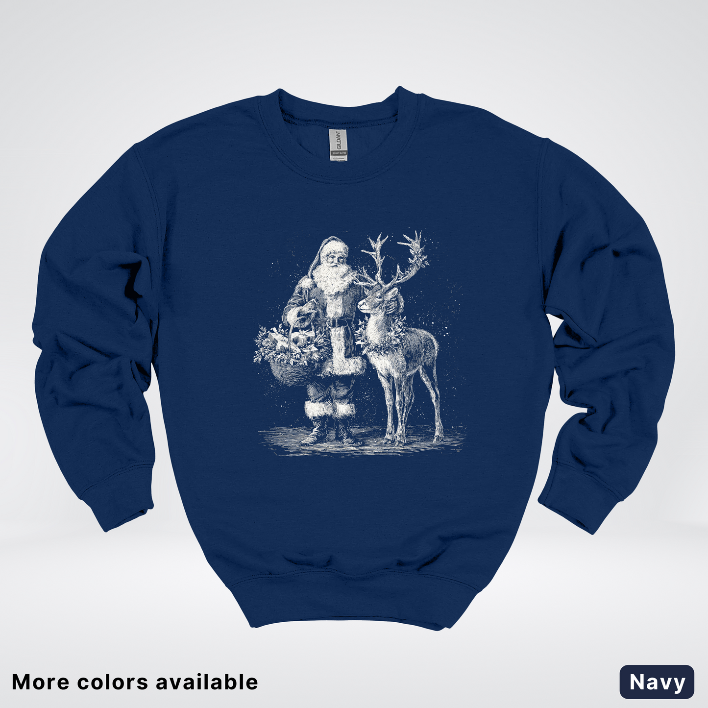 Vintage Santa and Reindeer - Crewneck Sweatshirt