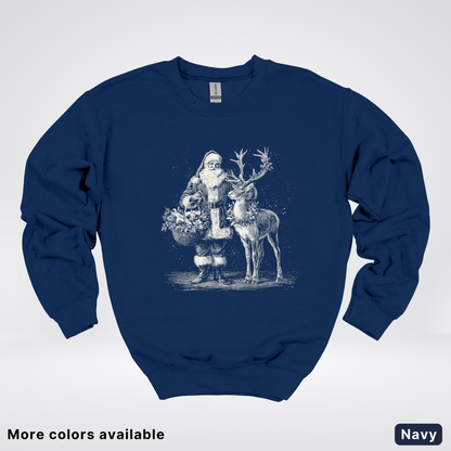 Vintage Santa and Reindeer - Crewneck Sweatshirt