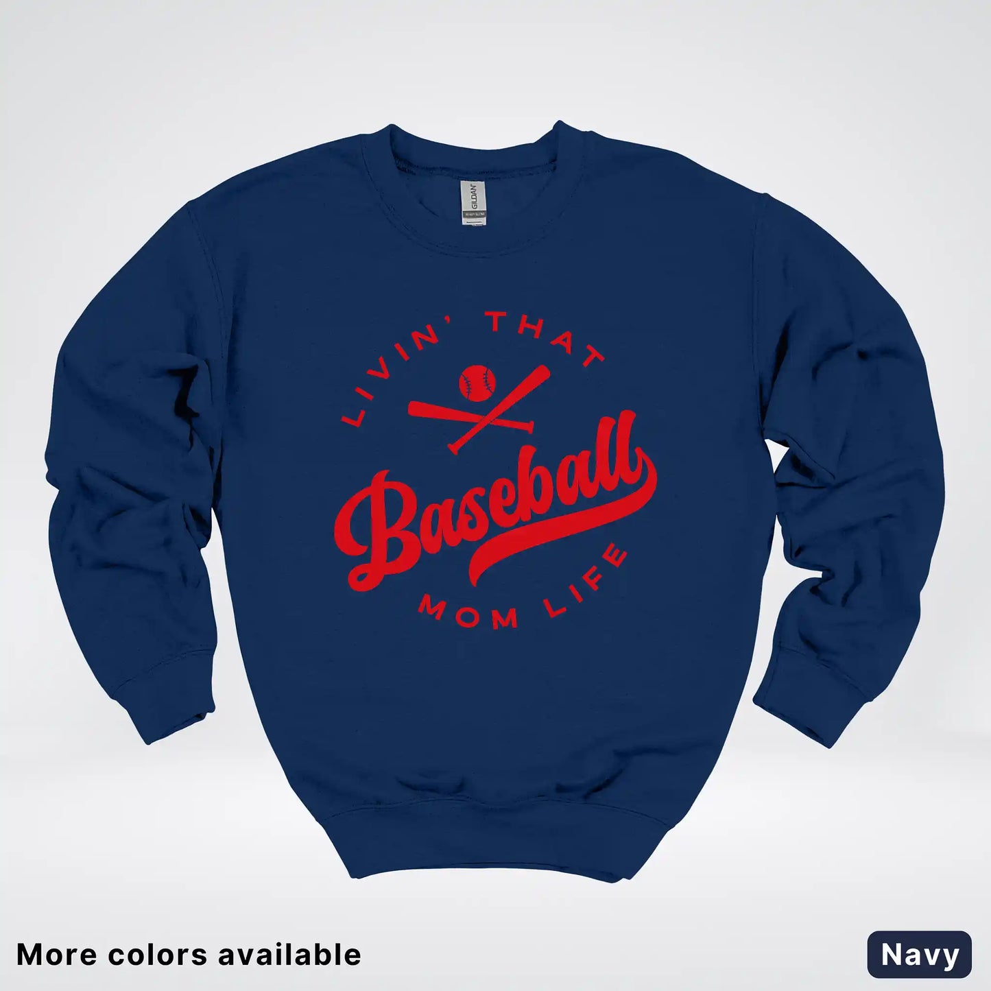 Livin' That Baseball Mom Life - Red Design - Crewneck Sweatshirt