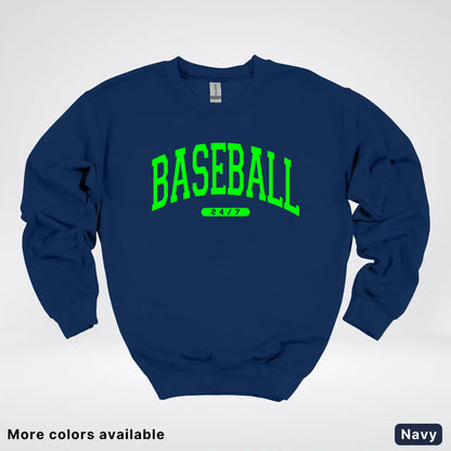 Baseball 24/7 – Green Design - Crewneck Sweatshirt