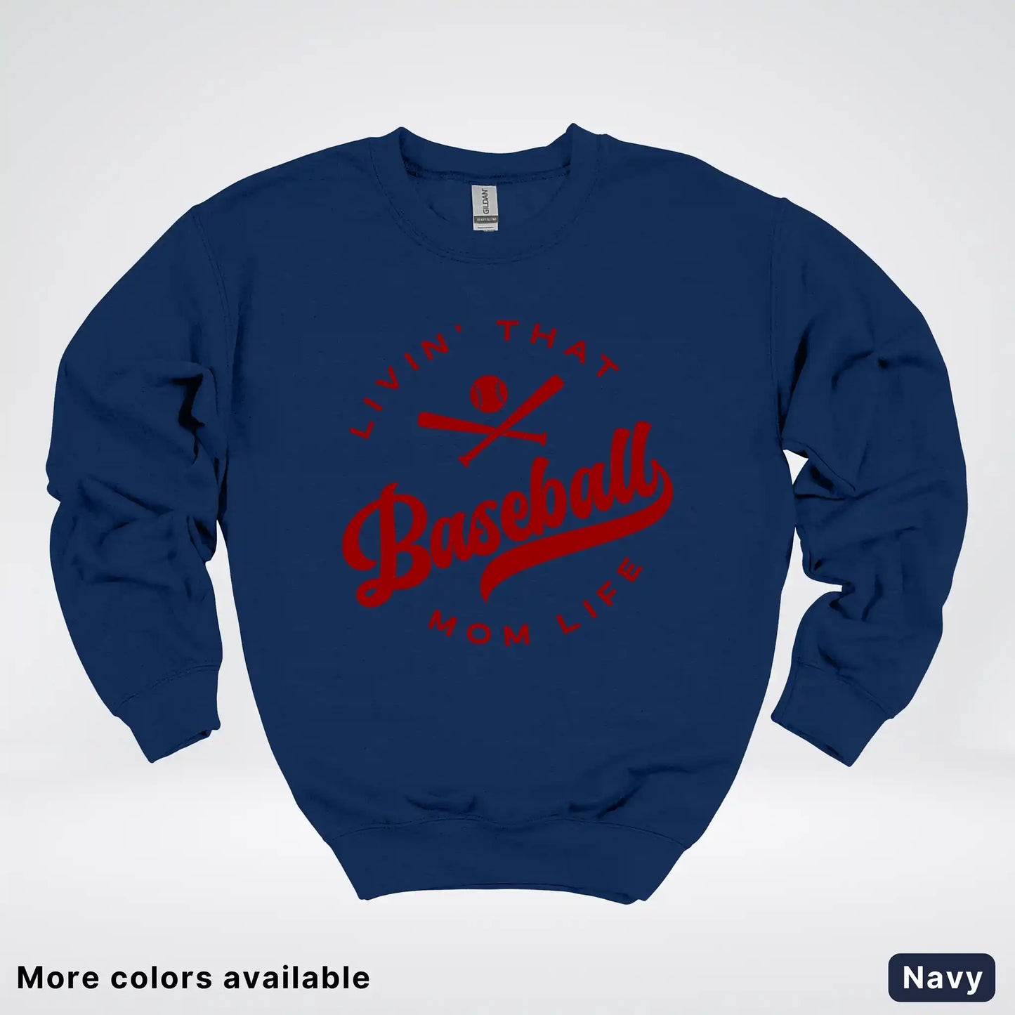 Livin' That Baseball Mom Life – Maroon Design - Crewneck Sweatshirt