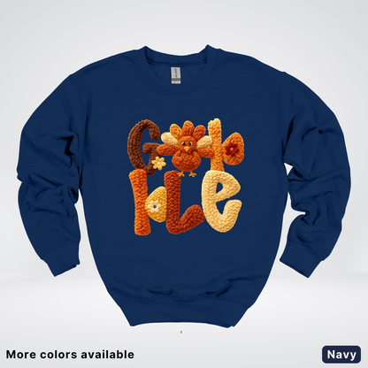 Gobble Crochet Turkey - Crewneck Sweatshirt