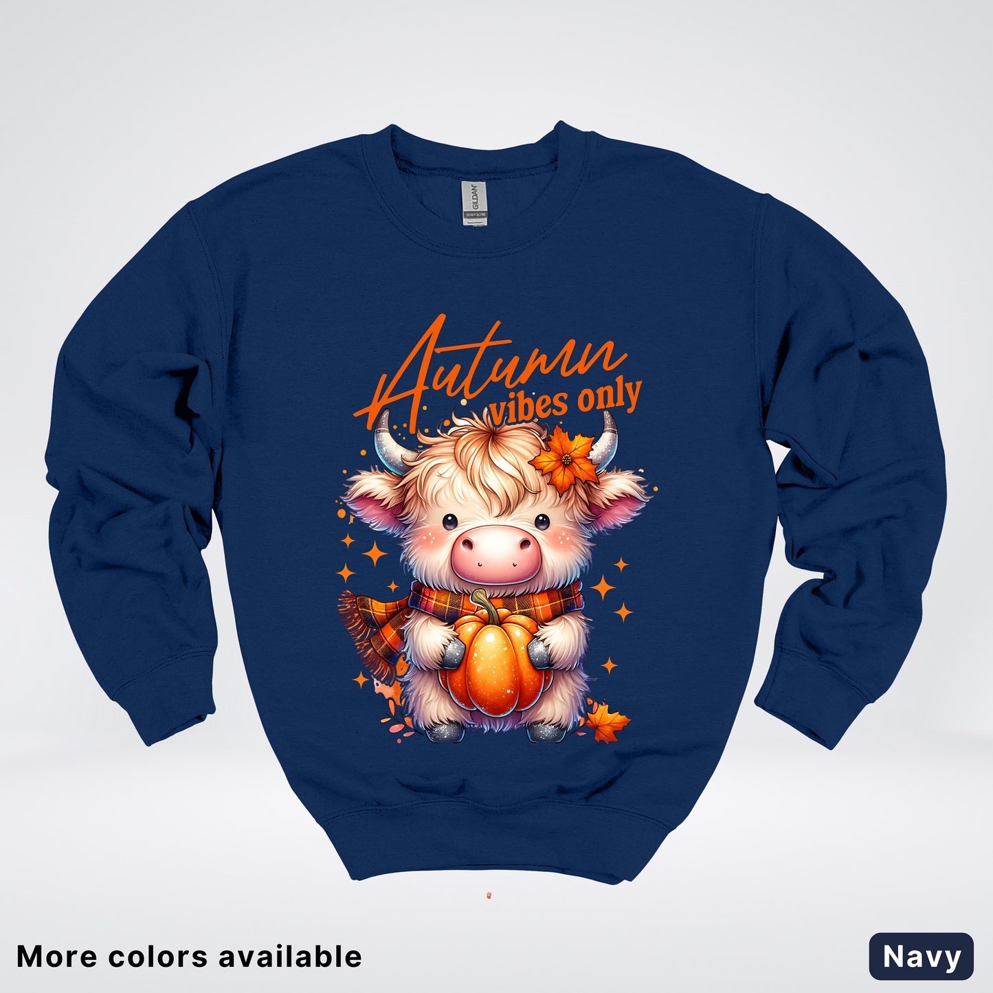 Autumn Fall Vibes Only Small Cow Calf Pumpkin - Crewneck Sweatshirt