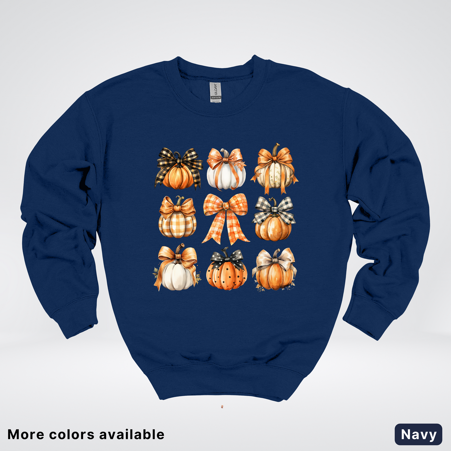 Flannel Bows & Pumpkin Coquette Fall Autumn - Crewneck Sweatshirt