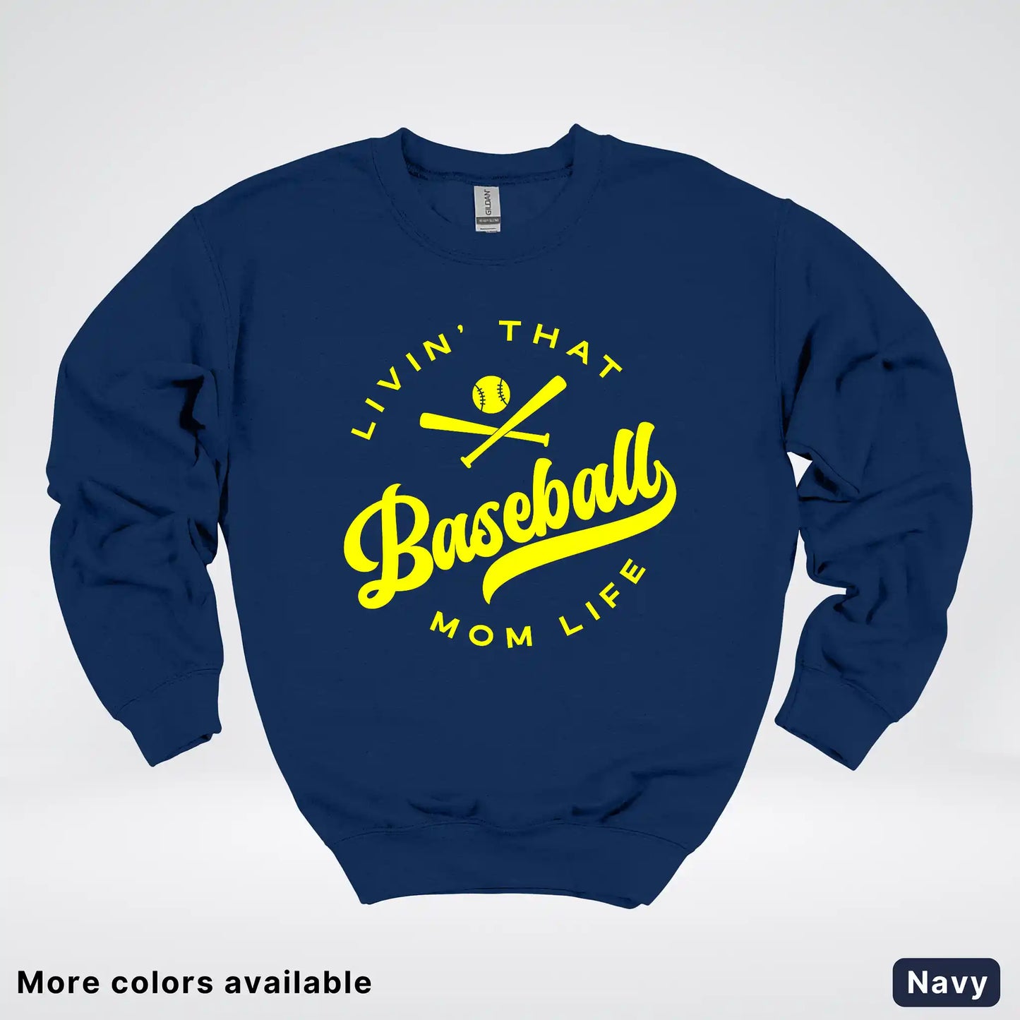 Livin' That Baseball Mom Life - Yellow Design - Crewneck Sweatshirt