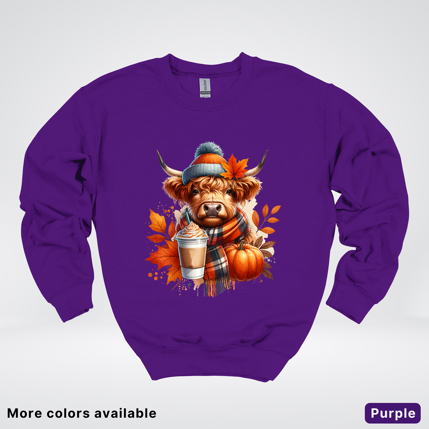 Fall Cow Cold Brew Coffee Pumpkin - Crewneck Sweatshirts