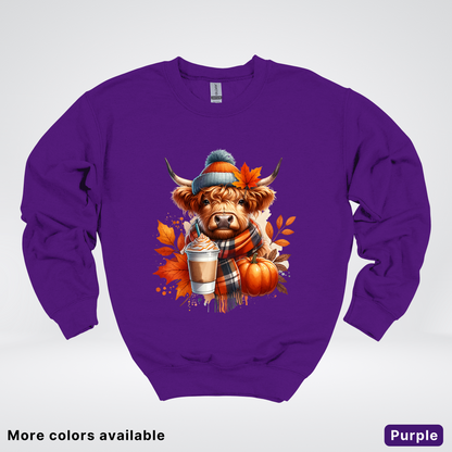 Fall Cow Cold Brew Coffee Pumpkin - Crewneck Sweatshirts