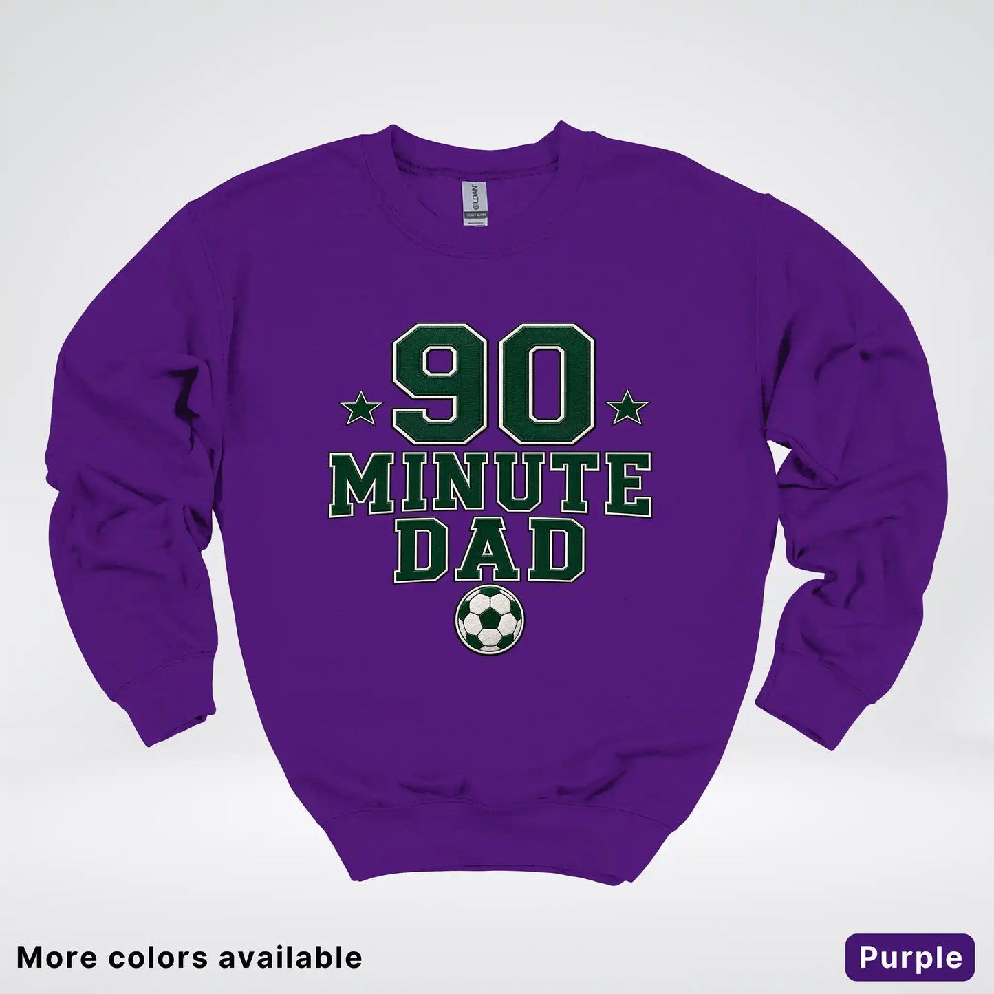 90 Minute Dad – Faux Embroidery Soccer Dad Crewneck Sweatshirt