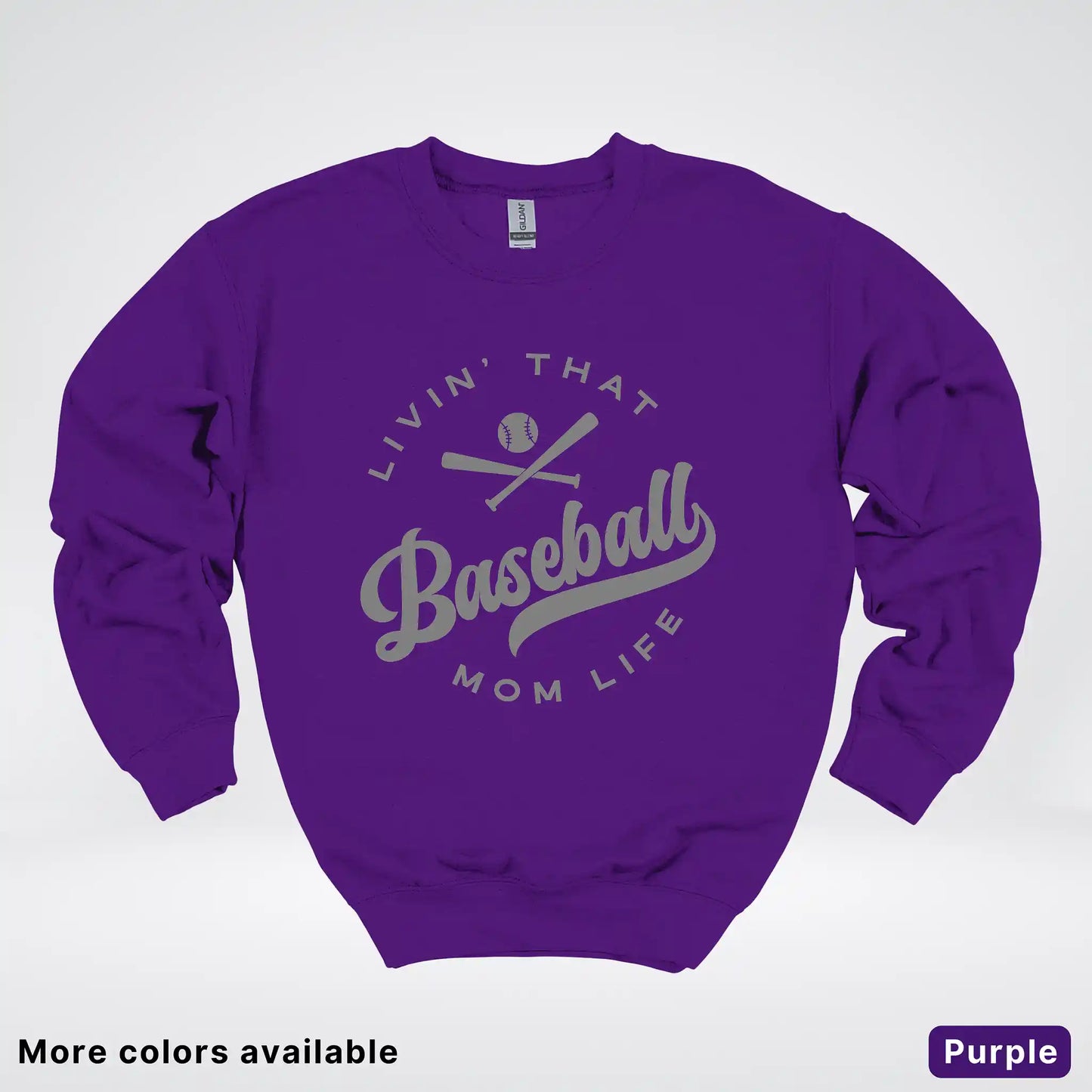 Livin' That Baseball Mom Life - Gray Design - Crewneck Sweatshirt