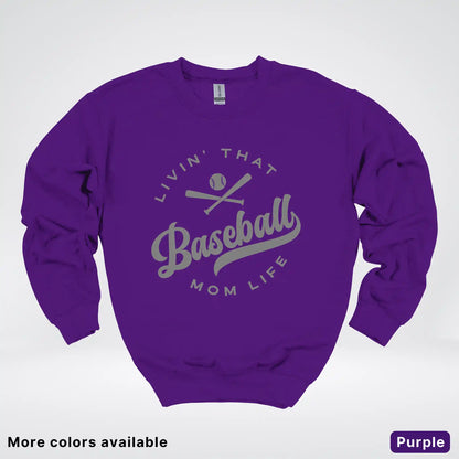 Livin' That Baseball Mom Life - Gray Design - Crewneck Sweatshirt