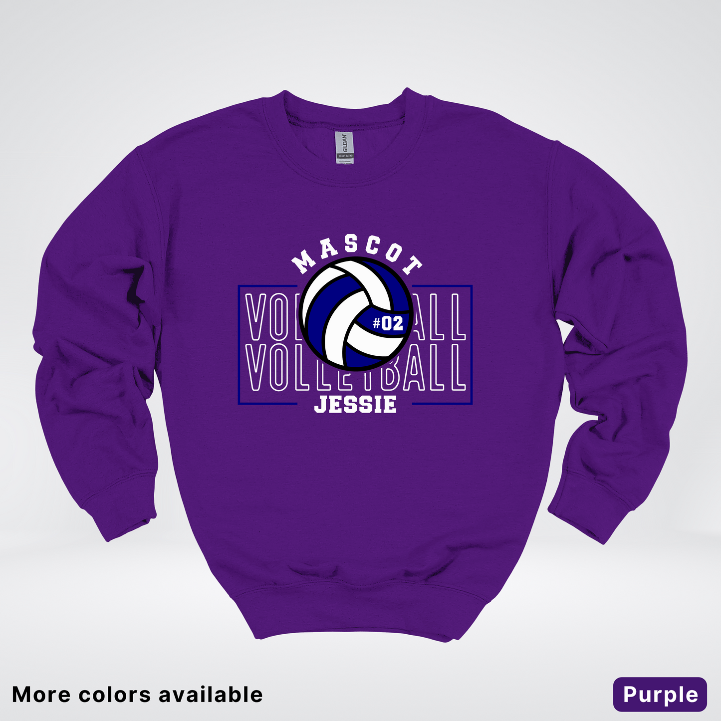 Custom Mascot, Number, & Name – Navy - Volleyball Design 13 Crewneck Sweatshirt