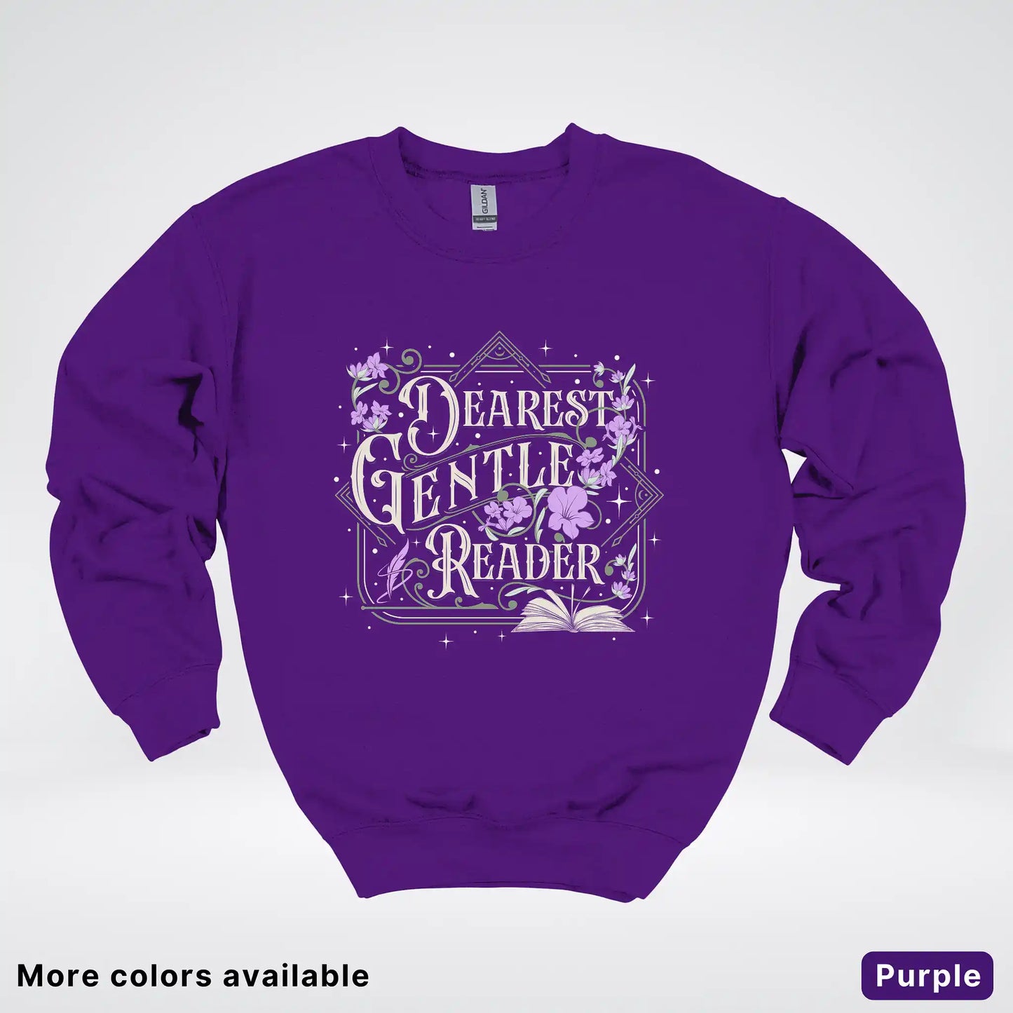 Dearest Gentle Reader – Vintage Floral Book Lover Graphic - Crewneck Sweatshirt