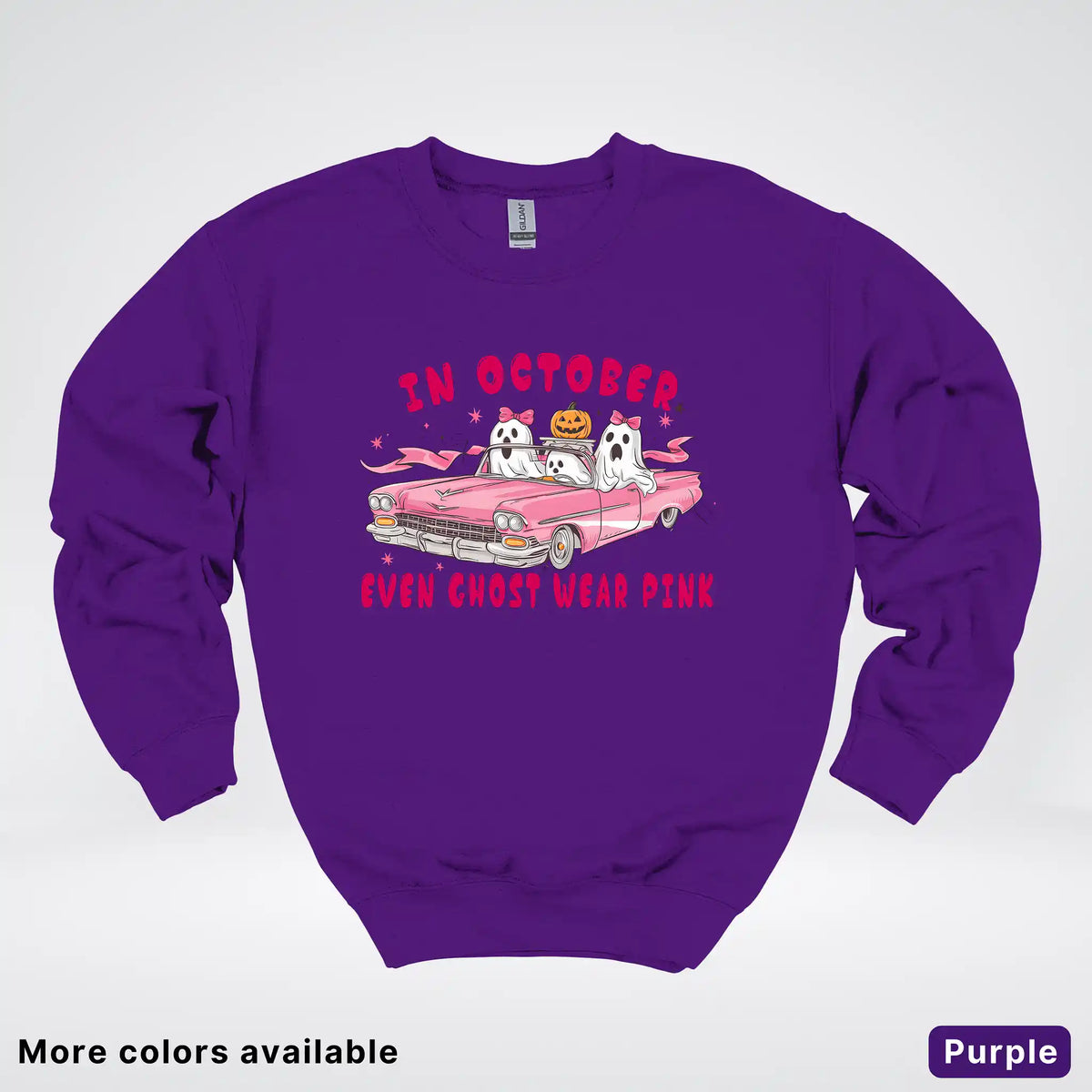 In October Even Ghost Wear Pink Breast Cancer Awareness Crewneck Sweatshirt