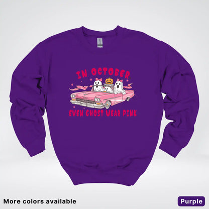 In October Even Ghost Wear Pink Breast Cancer Awareness Crewneck Sweatshirt