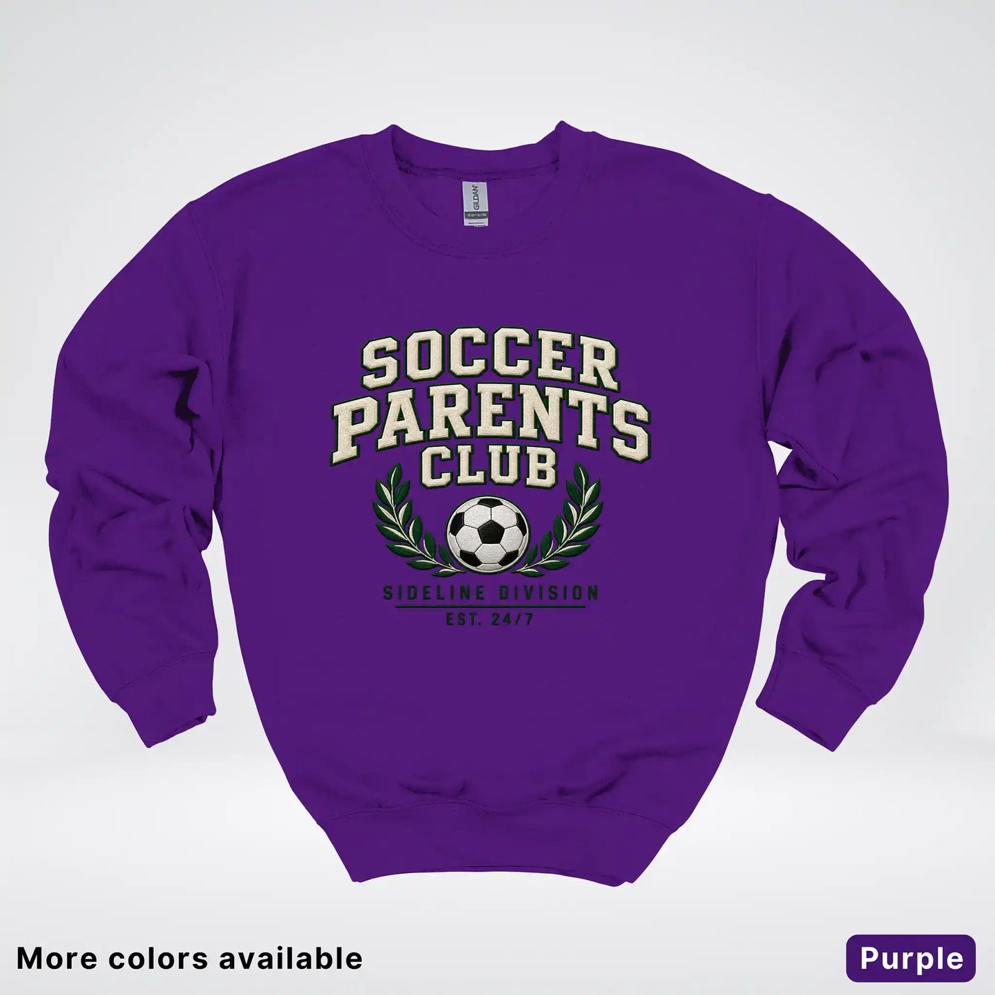 Soccer Parents Club Faux Embroidery Sideline Crewneck Sweatshirt