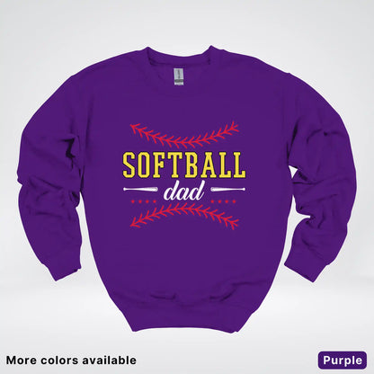 Softball Dad - White Design - Crewneck Sweatshirt