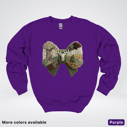 Rocking Horse Holiday Bow – Hook Yard Faux Look - Crewneck Sweatshirt