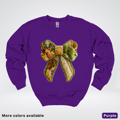 Forest Berry Bow Hook Yard Faux Look - Crewneck Sweatshirt