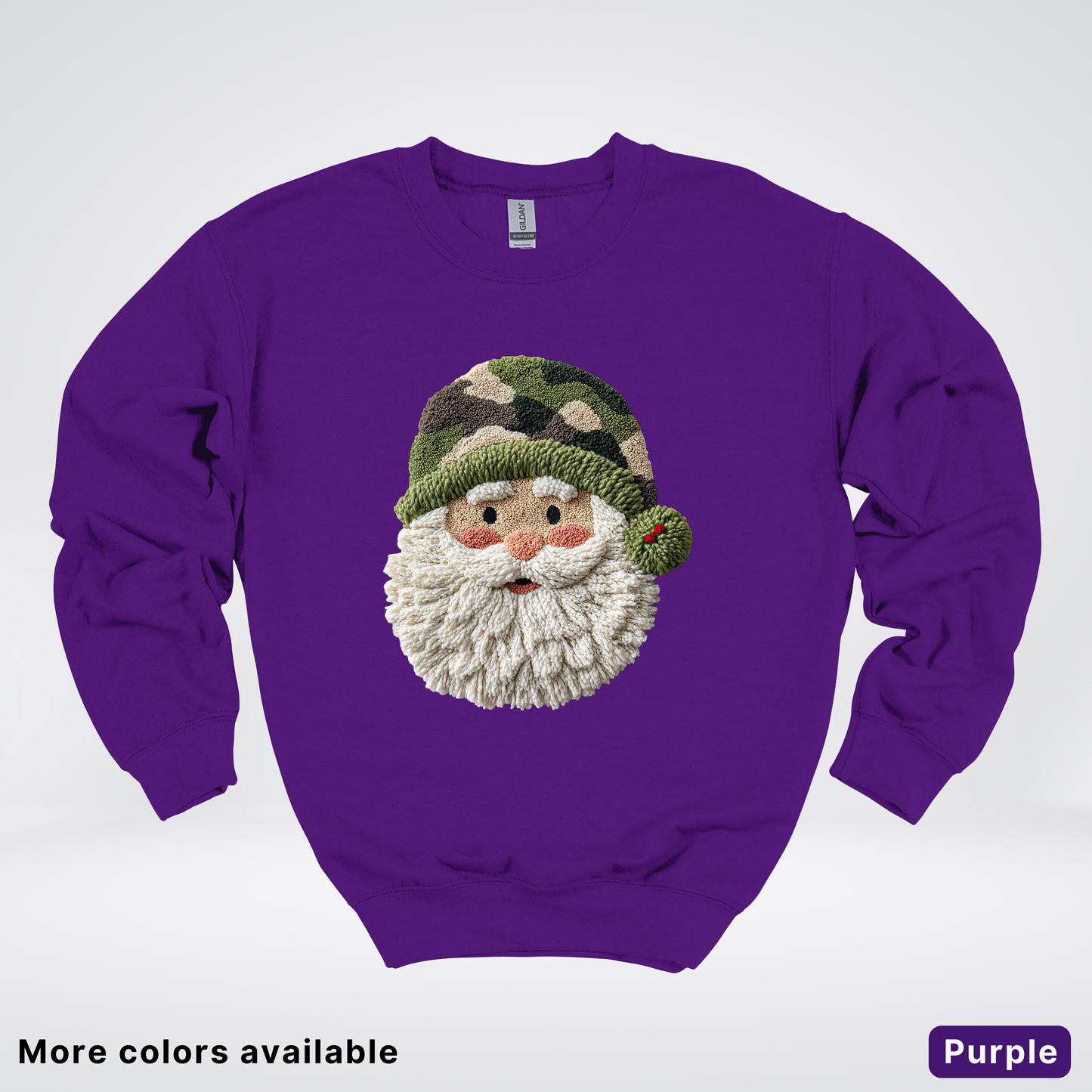 Woodland Santa Face (Hook Yard Faux Texture) - Crewneck Sweatshirt