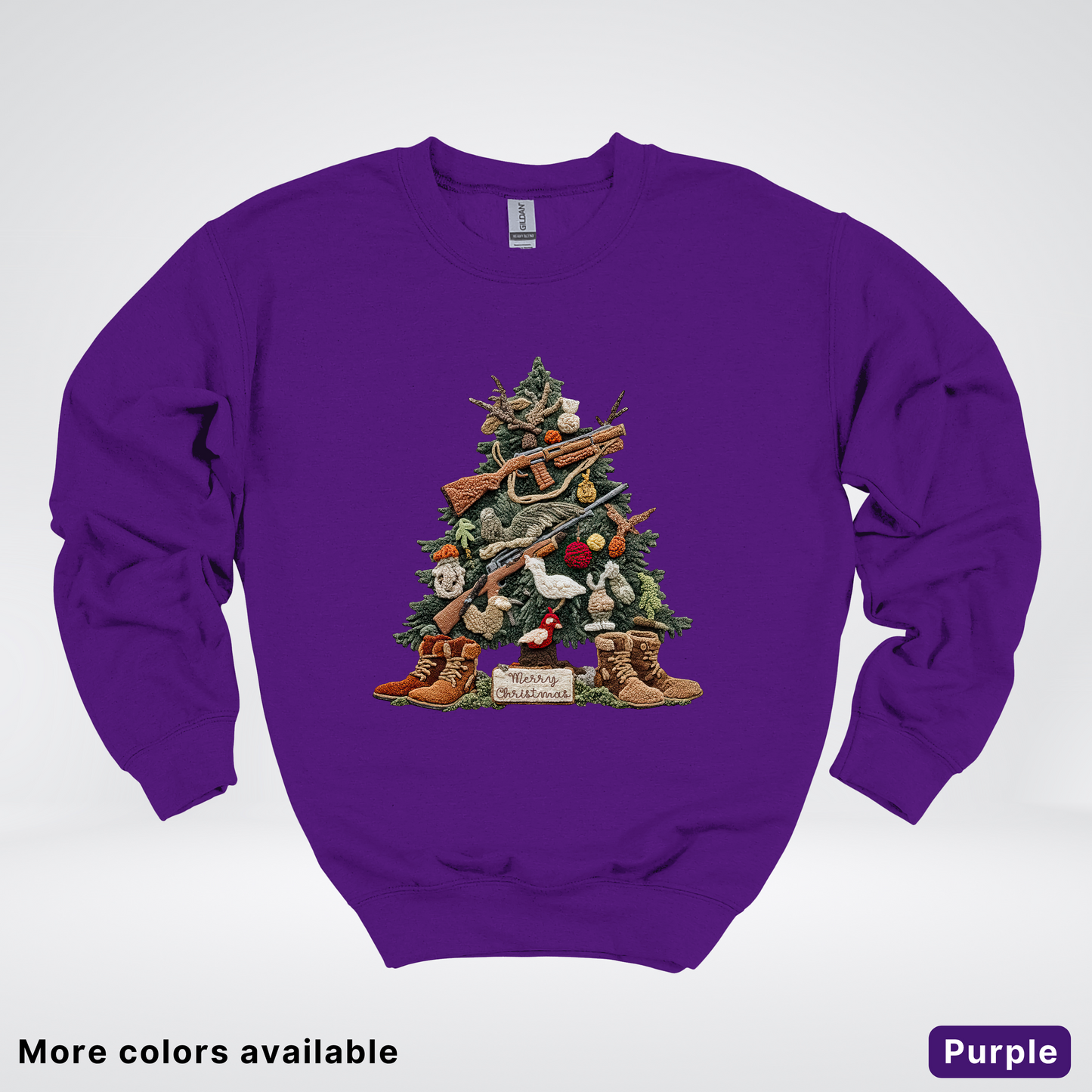 Rustic Holiday Tree & Boots (Hook Yard Faux) - Crewneck Sweatshirt