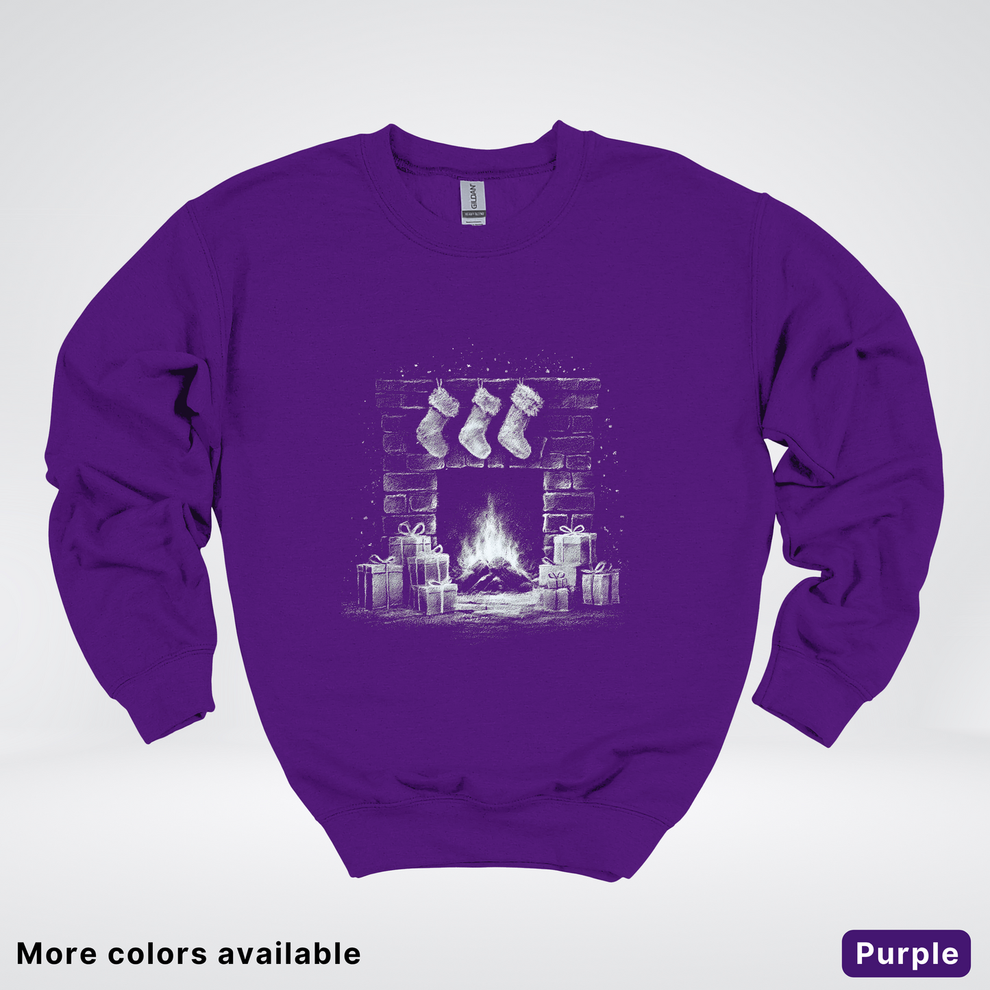 Vintage Christmas Fireplace Scene - Crewneck Sweatshirt