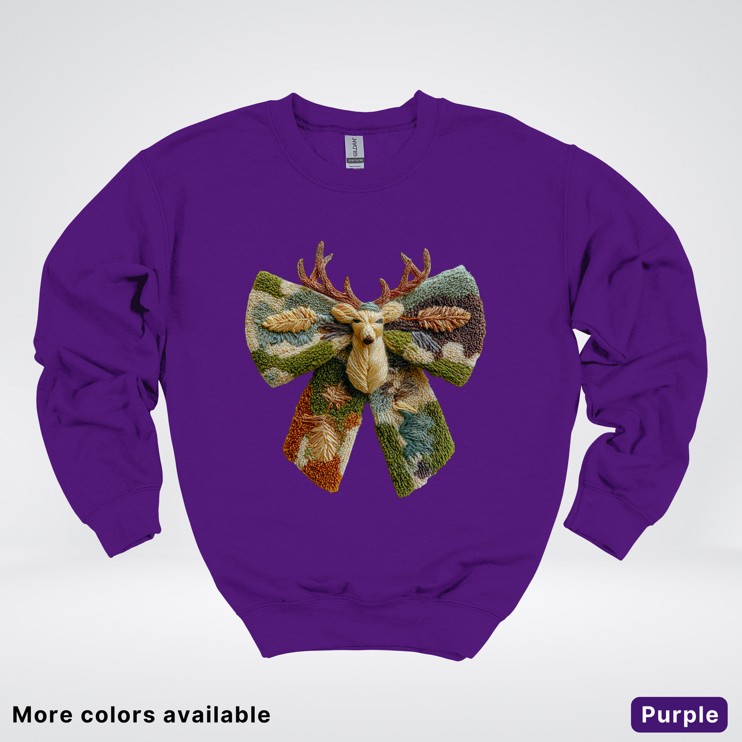 Neutral Woodland Bow Hook Yard Faux - Crewneck Sweatshirt